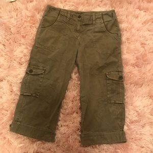 INC. International, Olive Green Cargo Capri Pants
